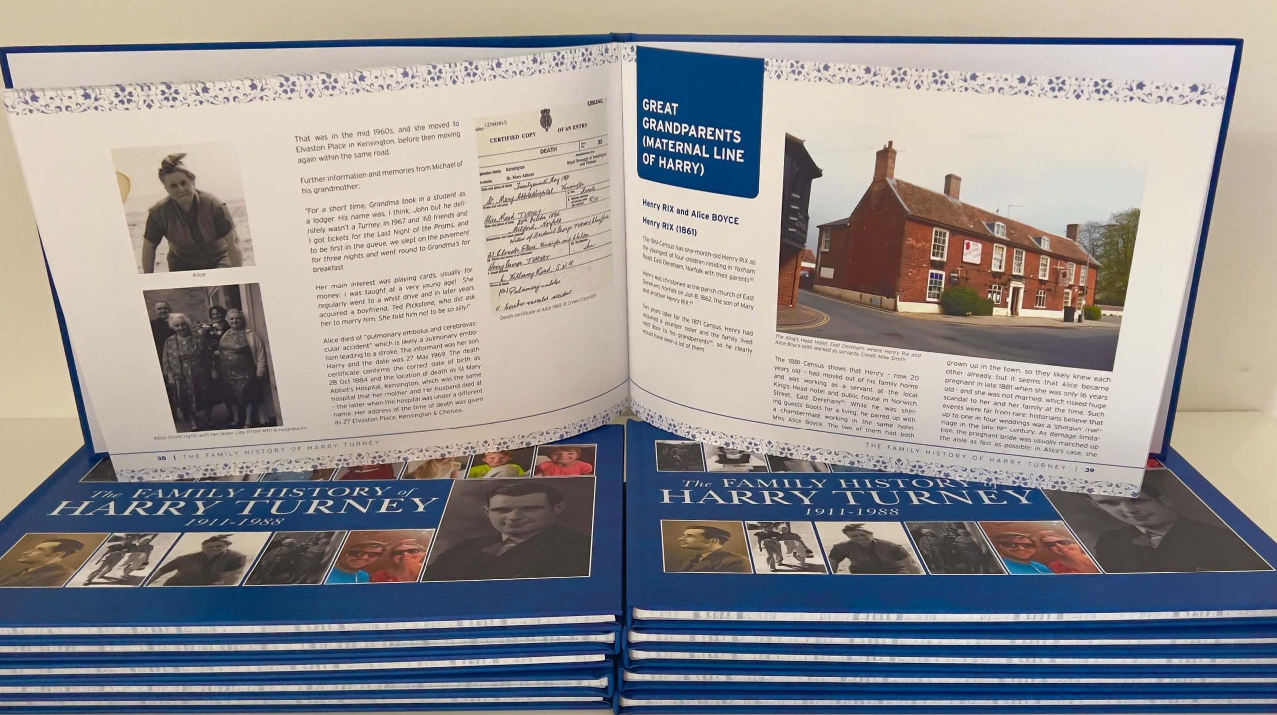 Bespoke Family history book internal page